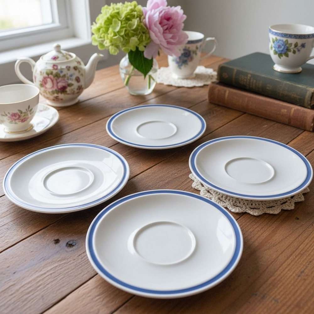 Vintage Genuine Stoneware Saucers Plates Japan  Set of 4